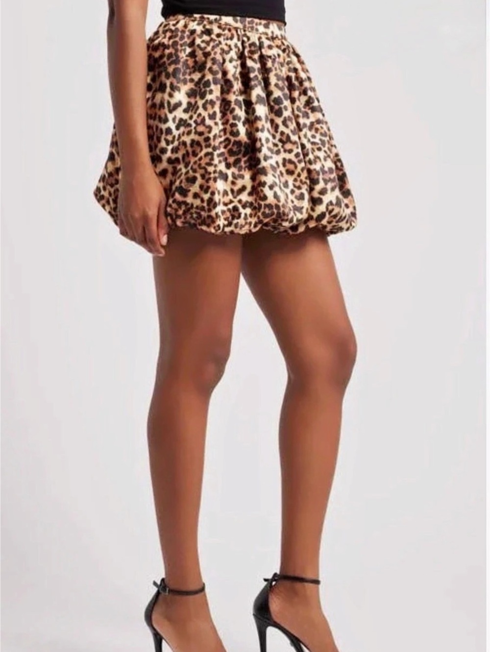 NWT Nasty Gal leopard bubble satin mini skirt from Nordstrom